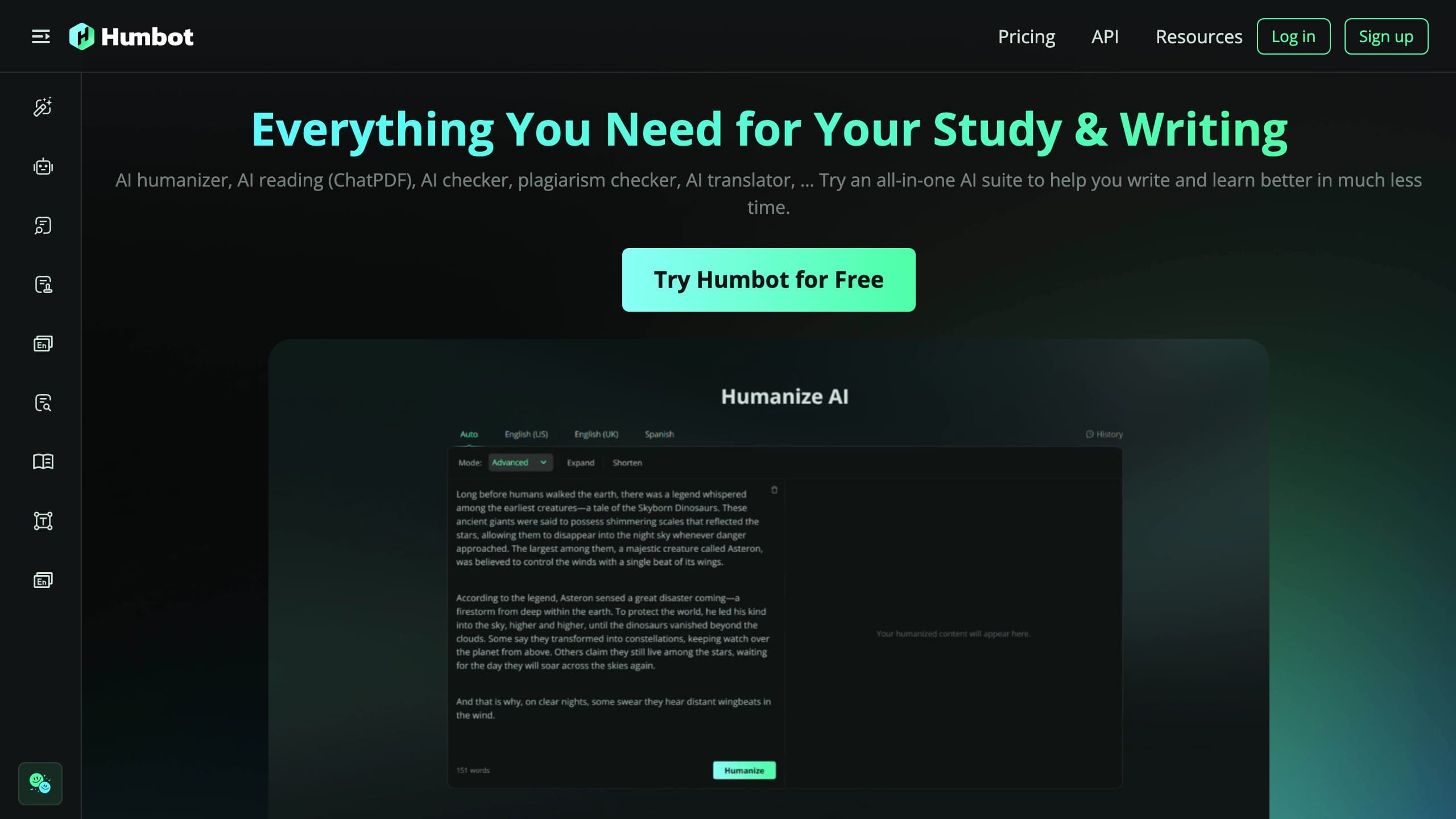 Humbot homepage