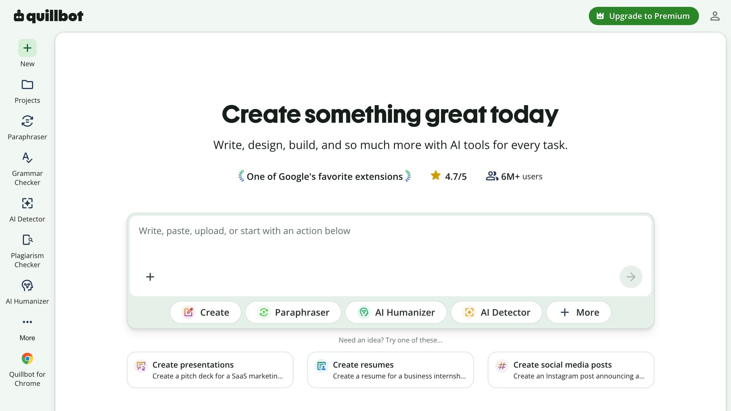 QuillBot Humanizer homepage