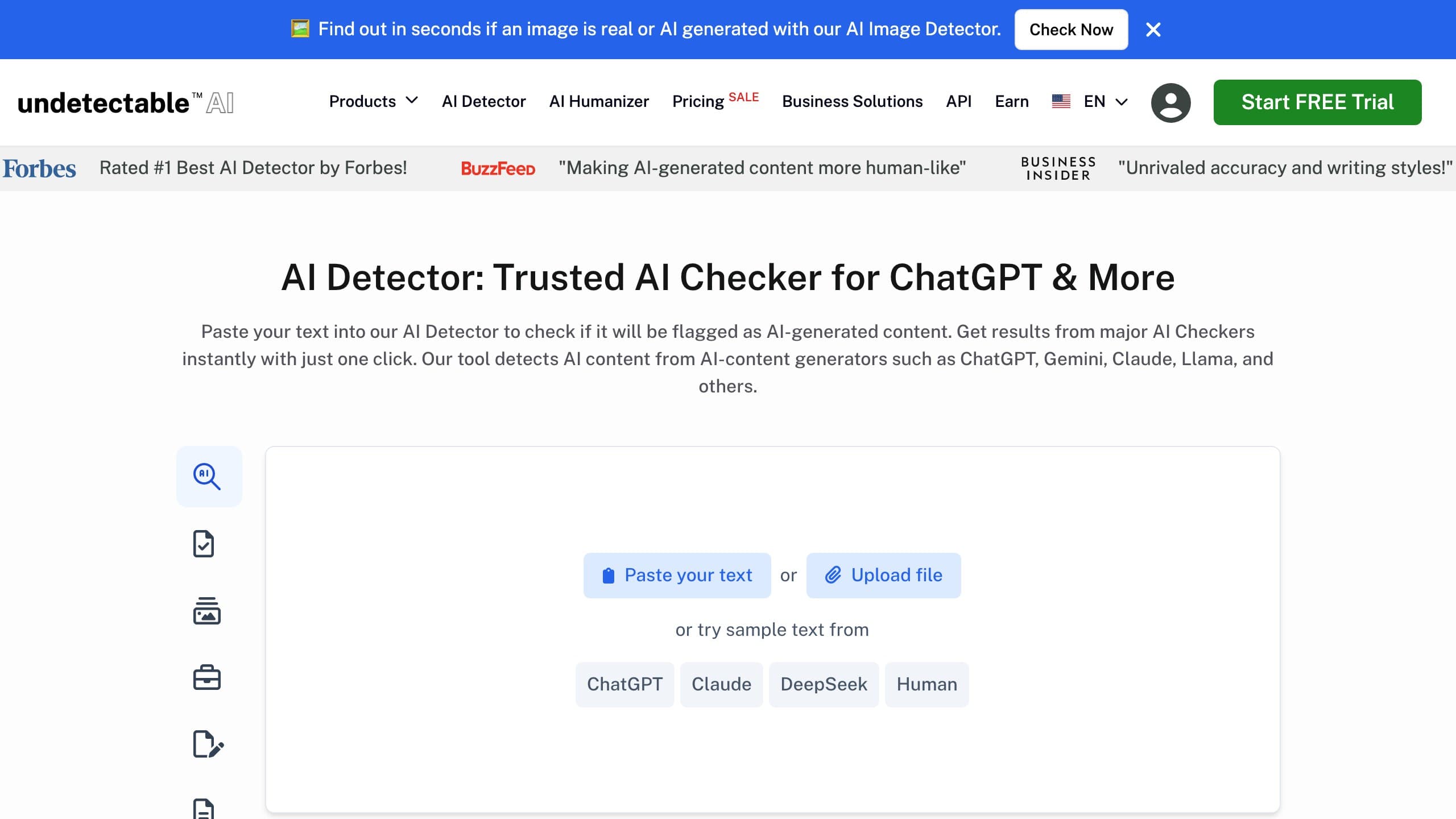 Undetectable.ai homepage