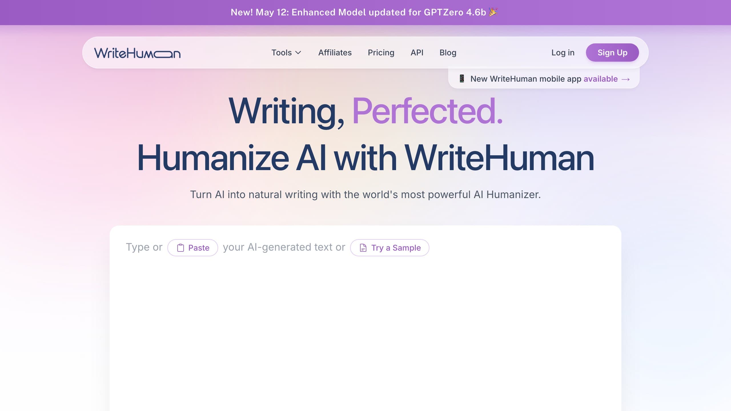 WriteHuman homepage