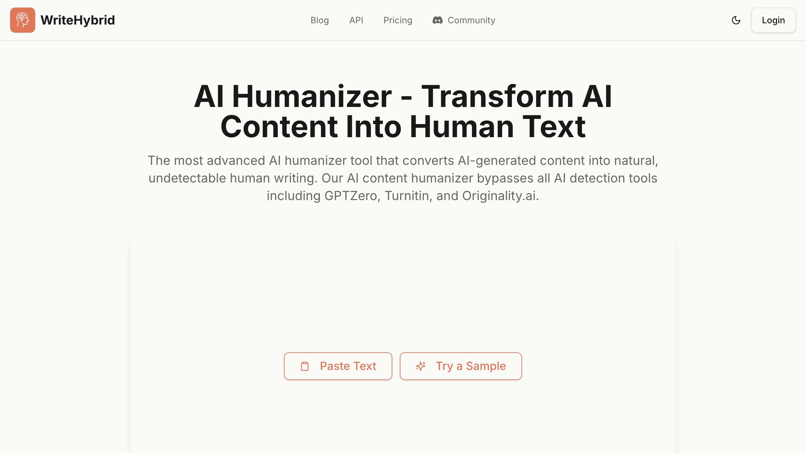WriteHybrid homepage captured June 2026